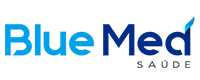 Logo da Blue Med Saúde com fonte azul
