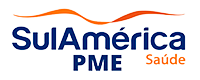 Logo da SulAmérica PME Saúde com fonte azul e linha laranja acima